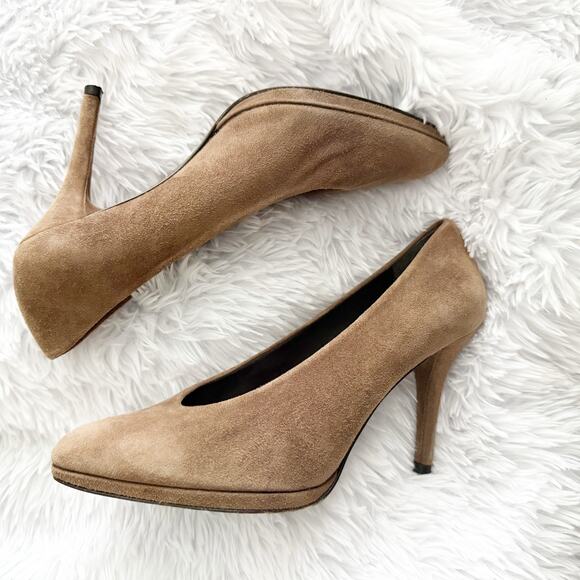 STUART WEITZMAN | Taupe Tan Gray Suede Stiletto Heels Pointed Toe Pumps | Size 8 - Picture 8 of 8